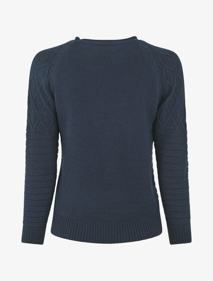 Pull droit uni en maille effet quadrillé - Marine - 2