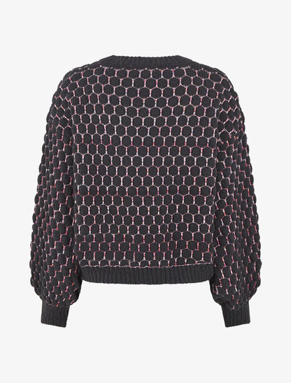 Pull irisé en maille effet écailles - Noir - 2