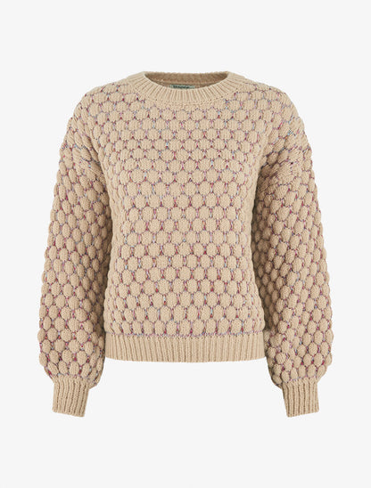 Pull irisé en maille effet écailles - Beige - 4