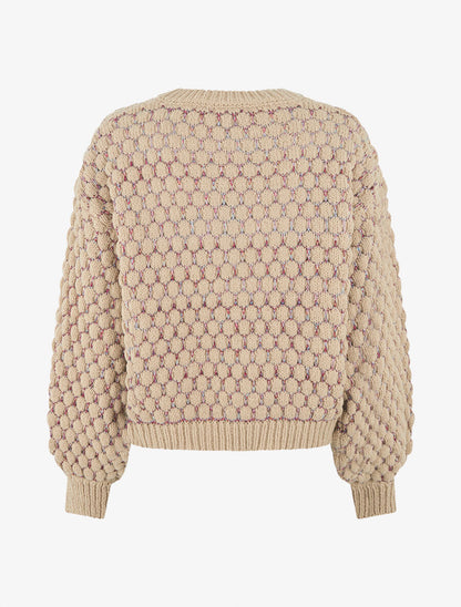 Pull irisé en maille effet écailles - Beige - 2