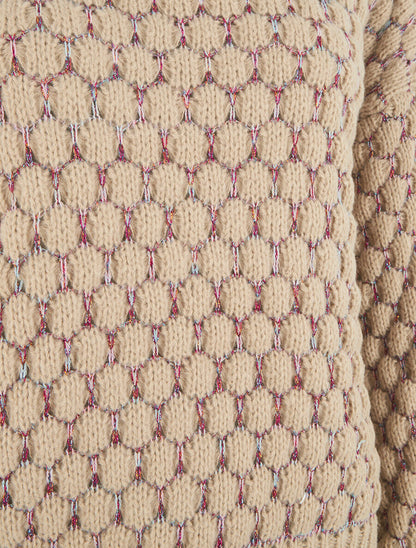 Pull irisé en maille effet écailles - Beige - 3