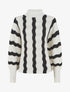 Pull ample à col montant et rayures - Blanc - 4
