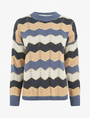Pull à imprimé zigzag irisé - Bleu - 4