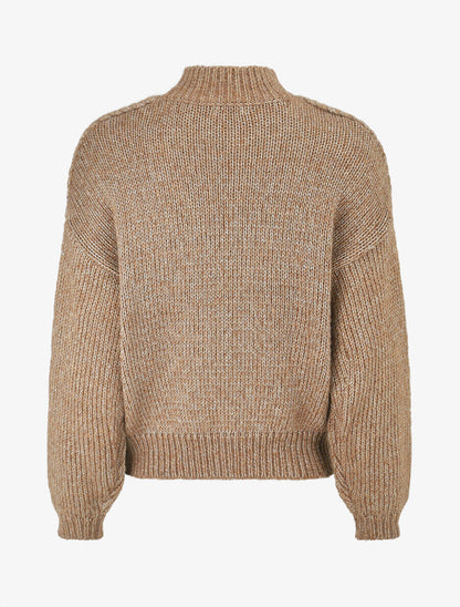 Pull uni irisé à col rond - Camel - 2