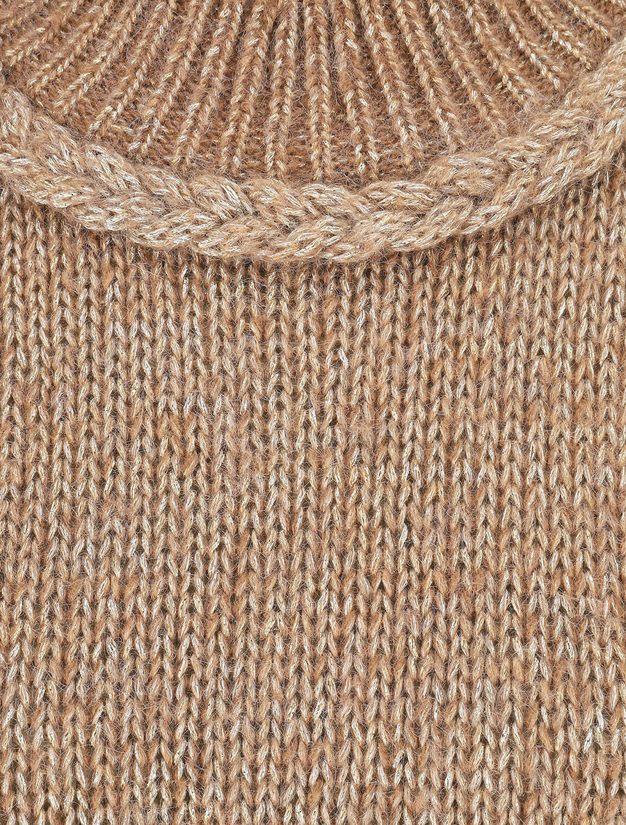 Pull uni irisé à col rond - Camel - 3