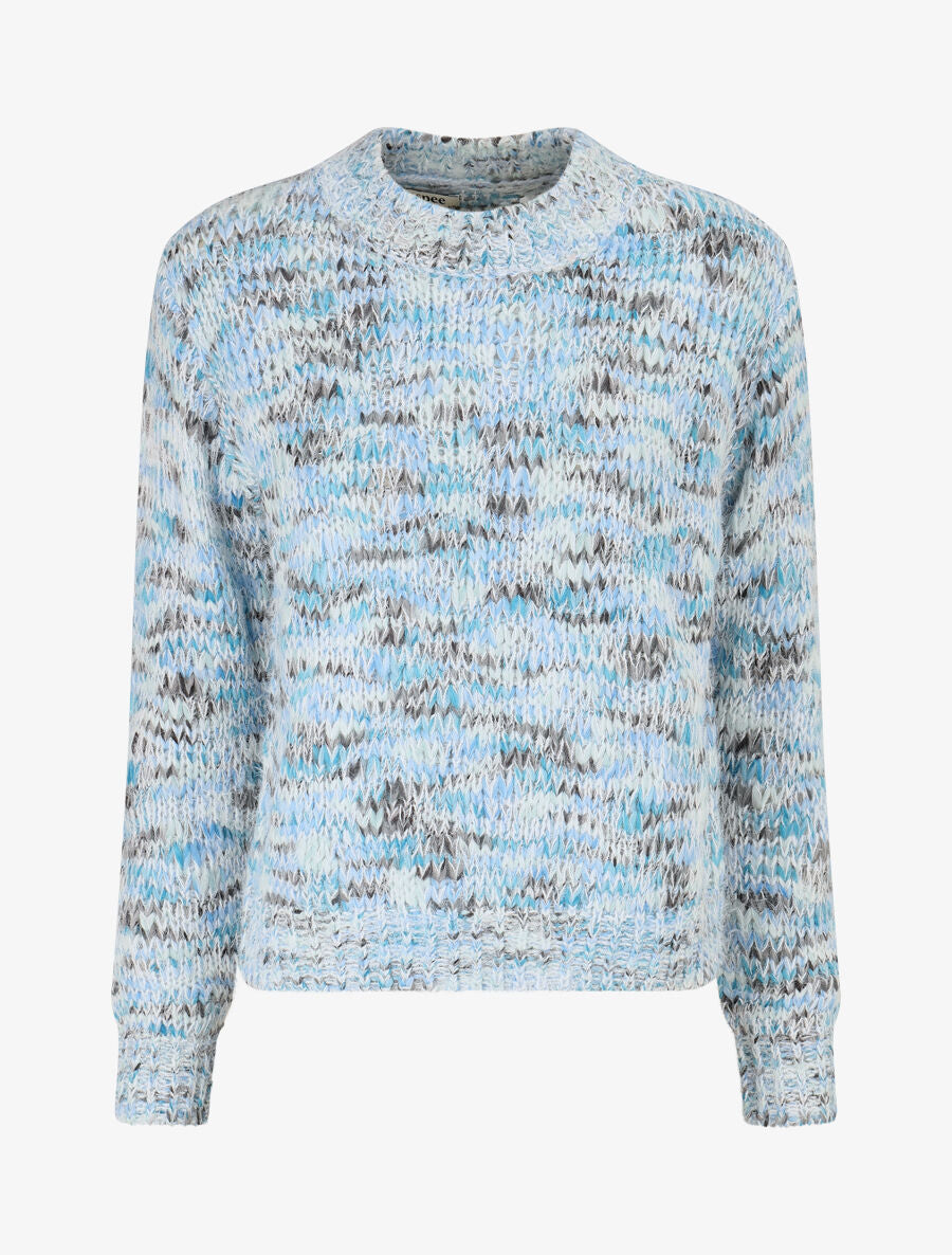 Pull duveteux à motif effet écailles - Bleu - 1