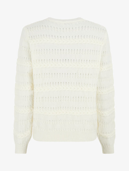 Pull uni en maille à motif tressé - Ivoire - 2