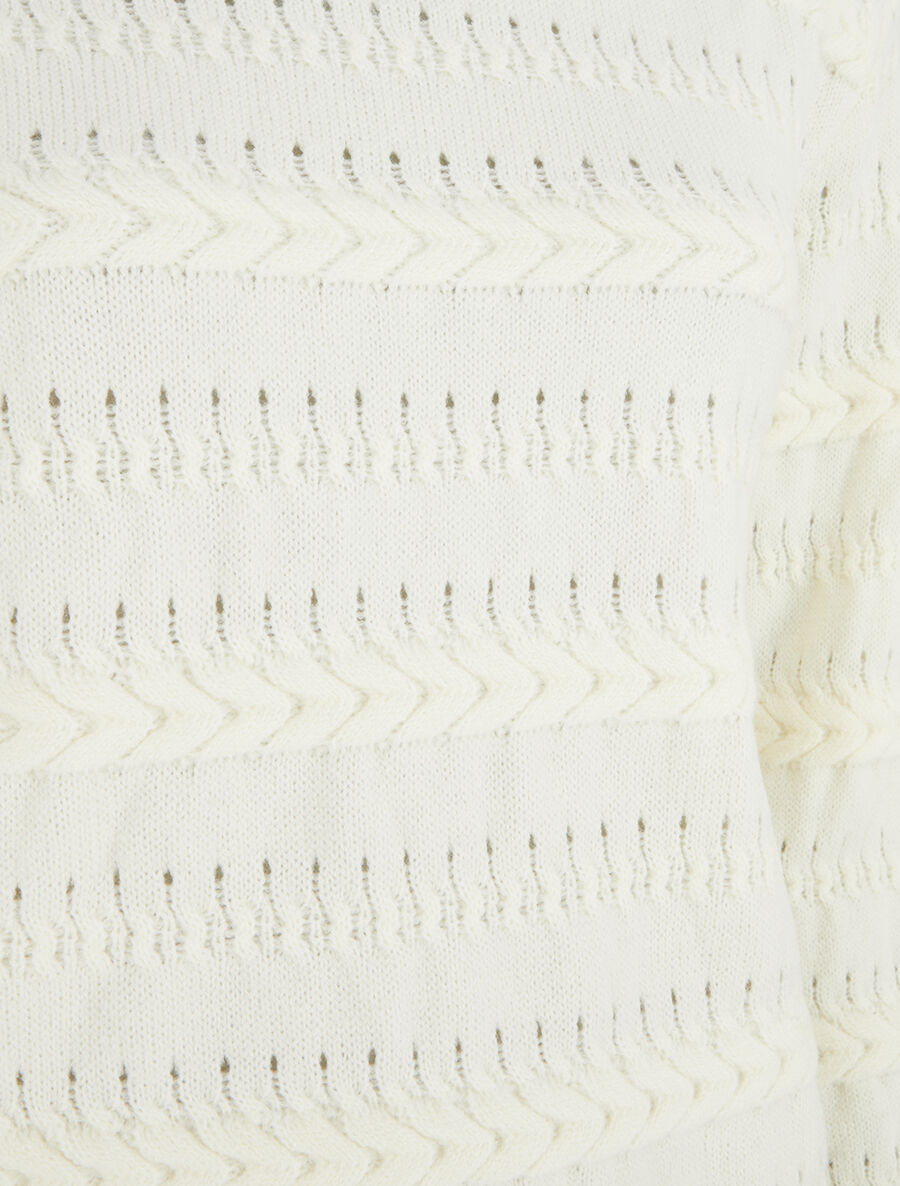 Pull uni en maille à motif tressé - Ivoire - 3