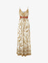 Robe longue imprimé graphique à fines bretelles - Taupe - 1
