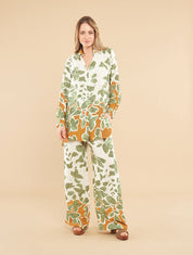Ensemble chemise et pantalon imprimé floral - Vert - 1