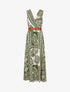 Robe longue sans manches feuilles graphiques - Kaki - 1
