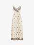 Robe longue à fines bretelles à imprimé fantaisie - Beige - 1