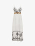 Robe longue à fines bretelles et broderies - Blanc - 4