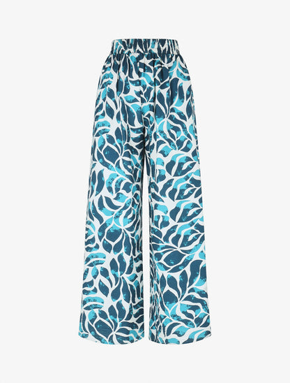 Ensemble caraco et pantalon imprimé abstrait - Turquoise - 4