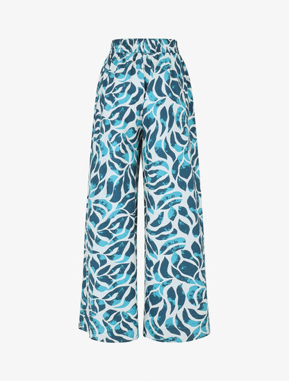 Ensemble caraco et pantalon imprimé abstrait - Turquoise - 5