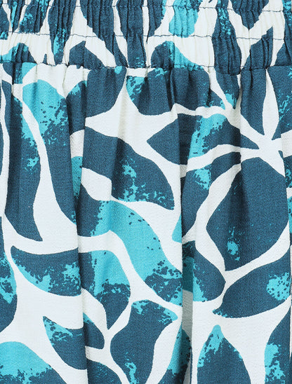 Ensemble caraco et pantalon imprimé abstrait - Turquoise - 6