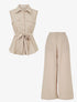 Ensemble top sans manches et pantalon - Beige - 1