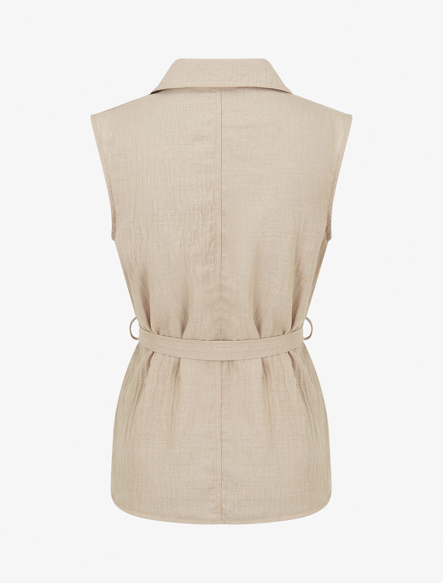 Ensemble top sans manches et pantalon - Beige - 3