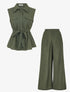 Ensemble top sans manches et pantalon - Kaki - 1