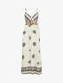Robe longue à fines bretelles à motif fantaisie - Blanc - 1