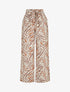 Pantalon imprimé fantaisie à taille haute élastiquée - Marron - 1