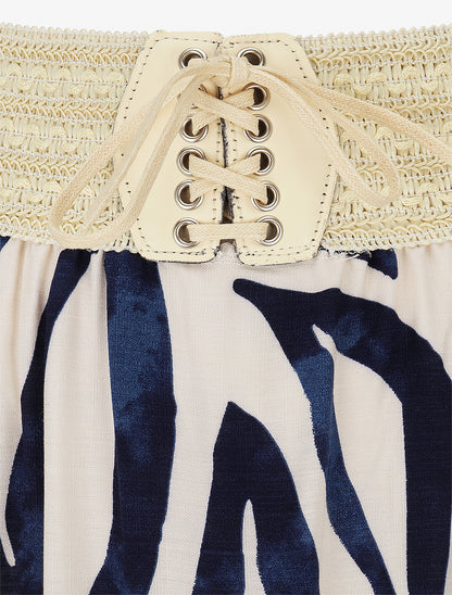 Jupe longue style corset imprimé graphique - Marine - 3
