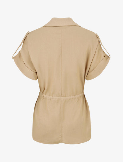 Chemise unie droite effet lin - Beige - 2