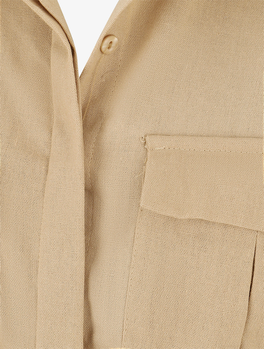 Chemise unie droite effet lin - Beige - 3