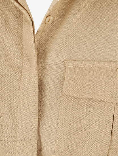 Chemise unie droite effet lin - Beige - 3