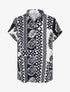 Chemise ample manches courtes imprimé tropical - Marine - 1