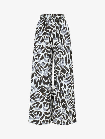 Pantalon droit imprimé abstrait - Noir - 1