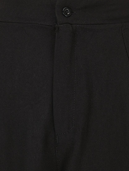 Pantalon uni fluide à taille élastiquée - Noir - 3