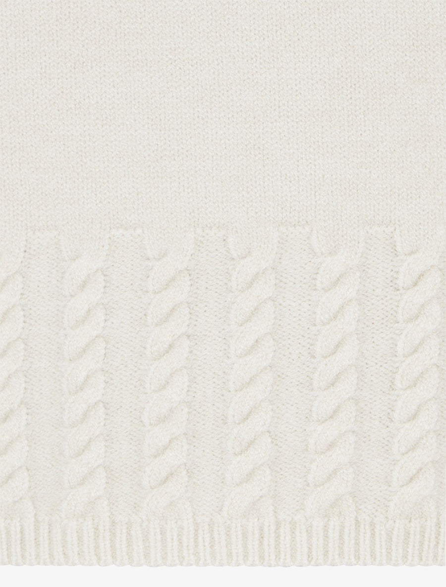 Pull droit à col rond brodé - Blanc - 3