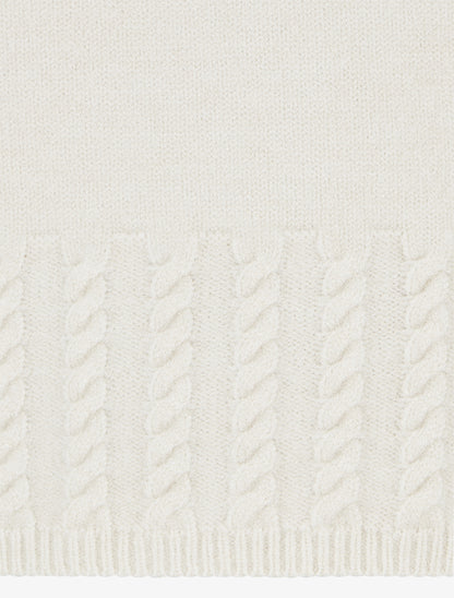 Pull droit à col rond brodé - Blanc - 3
