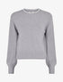 Pull droit à col rond brodé - Gris - 1