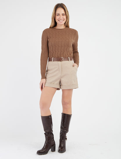 Maglione dritto in maglia intrecciata - Talpa