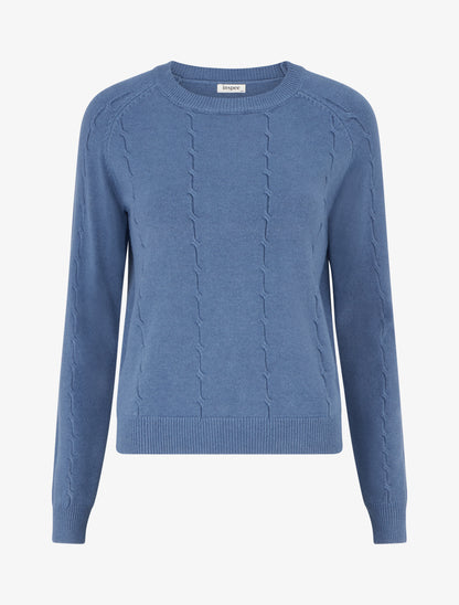 Pull en maille stylisée coupe droite - Bleu charrette - 1