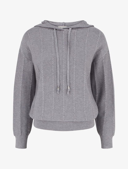 Pull à capuche effet tressé coupe droite - Gris - 1