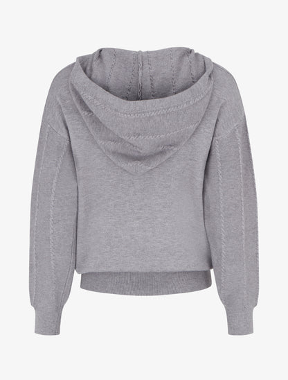 Pull à capuche effet tressé coupe droite - Gris - 2