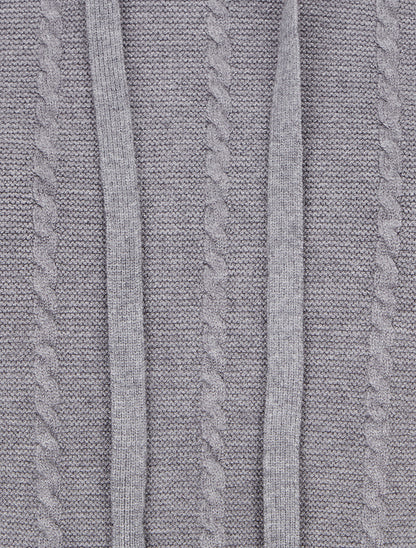 Pull à capuche effet tressé coupe droite - Gris - 3