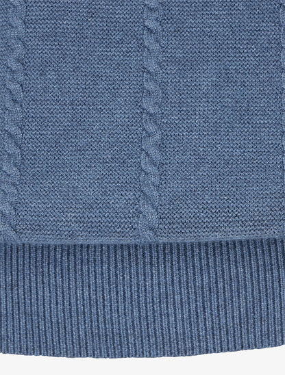 Pull à capuche effet tressé coupe droite - Bleu charrette - 3