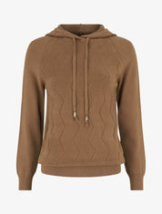 Pull à capuche en maille zig-zag - Camel - 1
