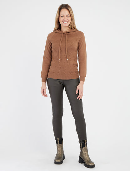 Felpa con cappuccio in maglia a zig-zag - Chameau
