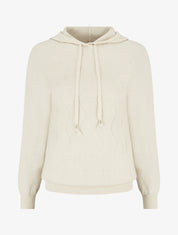 Pull à capuche en maille zig-zag - Écru - 1