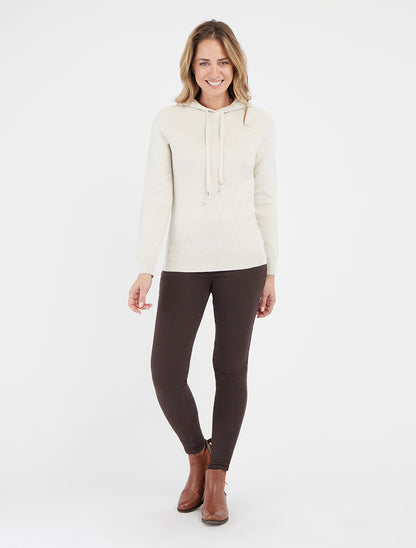 Felpa con cappuccio in maglia a zig-zag - Ecrù