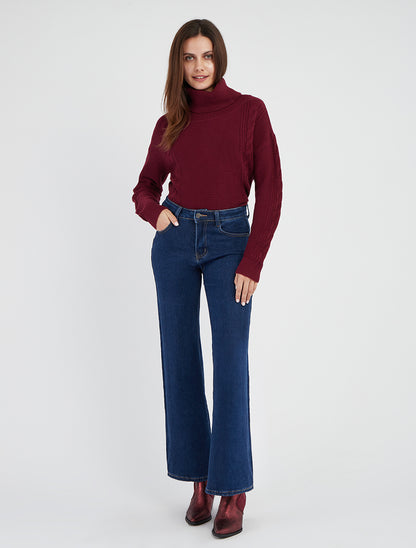 Maglione dritto a collo alto - Feccia di vino