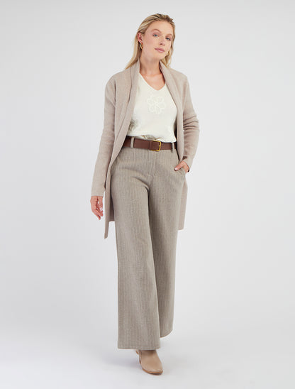 Gilet long ouvert - Beige - 8
