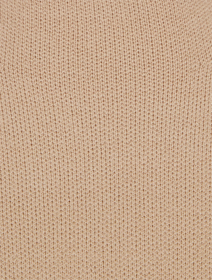 Pull à col montant et détail imprimé léopard - Camel - 3