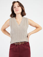 Gilet senza maniche dritto con scollo a V - Talpa chiaro