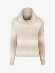 Pull droit effet duveteux à col roulé - Beige - 1